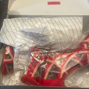 Aldo Red and Beige Strappy Heels